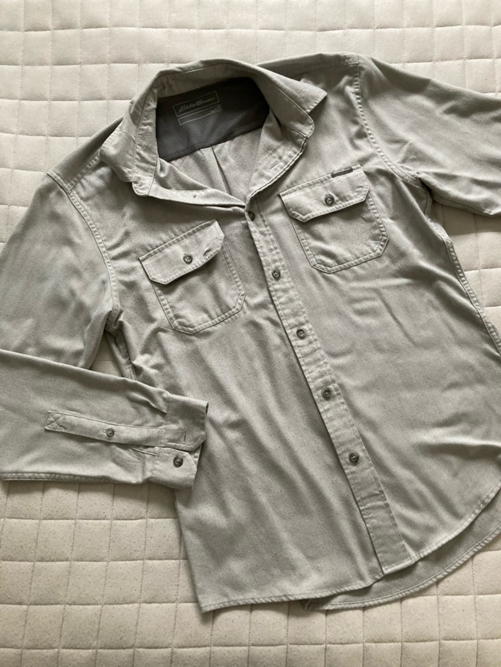 Eddie Bauer Men’s light gray casual button-down shirt